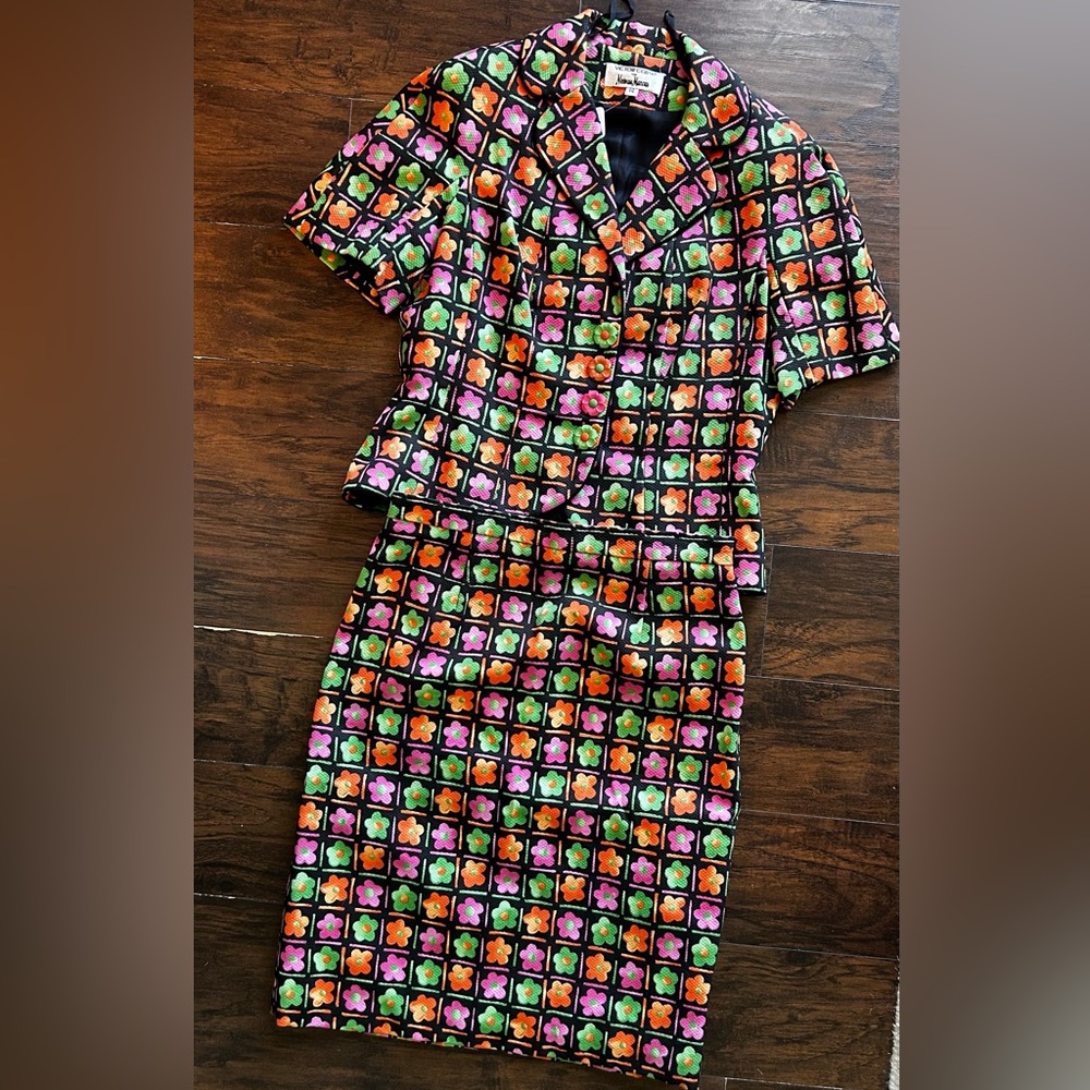 90’s Bright Floral Cotton Suit